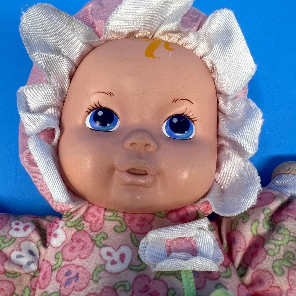 Playskool My Very Soft Baby Doll 12 Inch Pink Floral Vintage 1999 Squeaker Doll